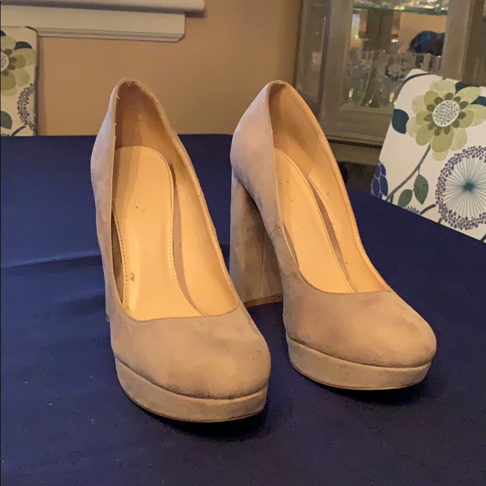 Grey platform heels